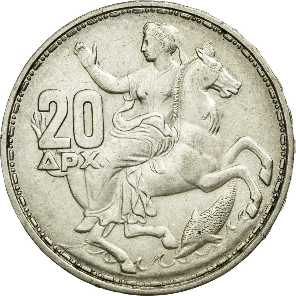 Coin, Greece, Paul I, 20 Drachmai, 1960, AU(55-58), Silver, KM:85