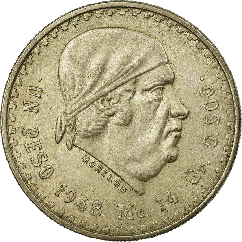 Coin, Mexico, Peso, 1948, Mexico City, EF(40-45), Silver, KM:456