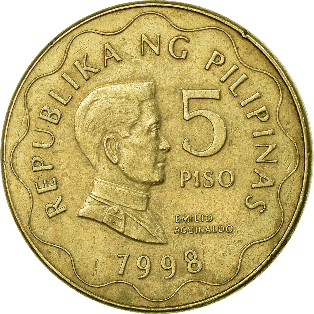 Coin, Philippines, 5 Piso, 1998, EF(40-45), Nickel-brass, KM:272