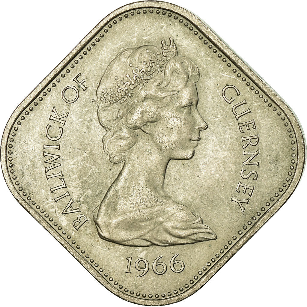 Coin, Guernsey, Elizabeth II, 10 Shilling, 1966, AU(55-58), Copper-nickel, KM:19