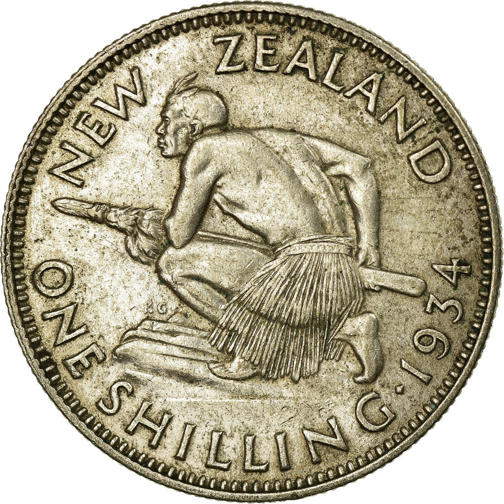 Moneda, Nueva Zelanda, George V, Shilling, 1934, MBC, Plata, KM:3
