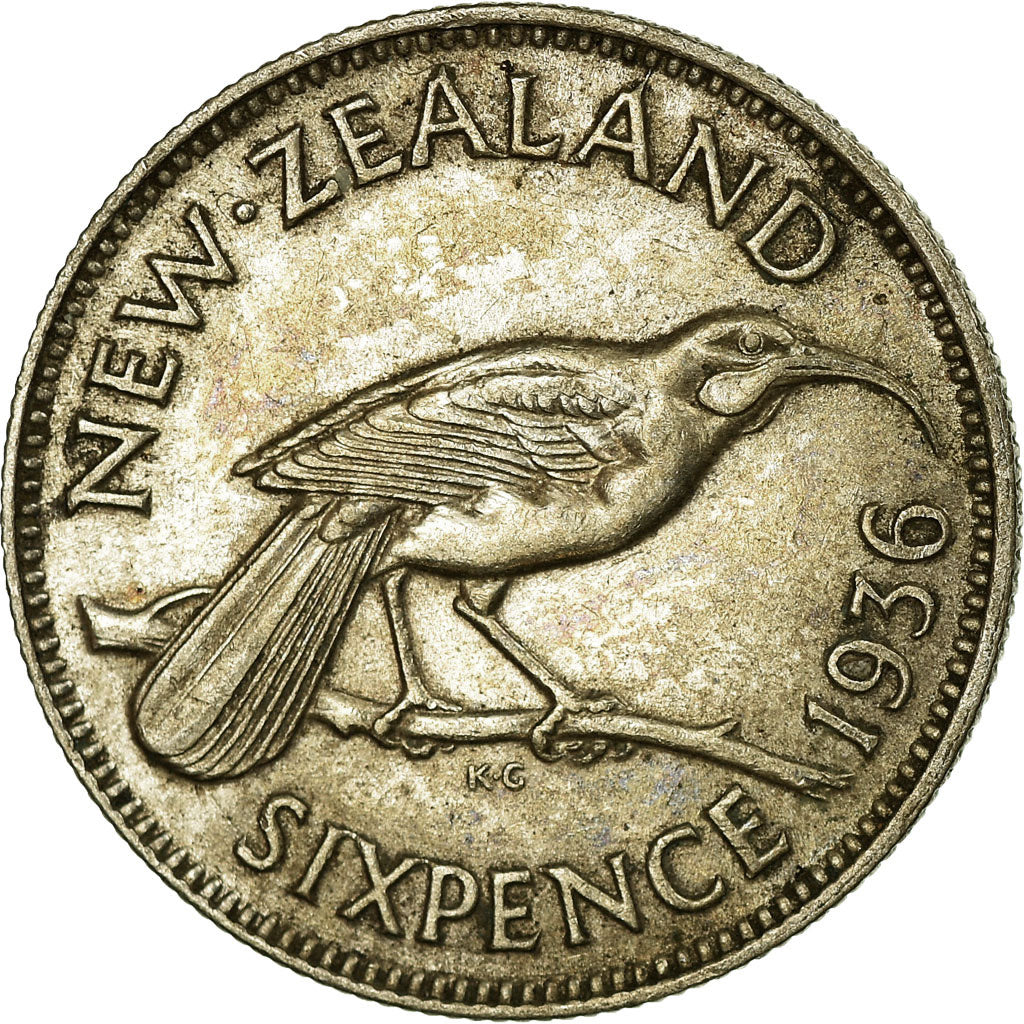 Monnaie, Nouvelle-Zélande, George V, 6 Pence, 1936, TTB, Argent, KM:2