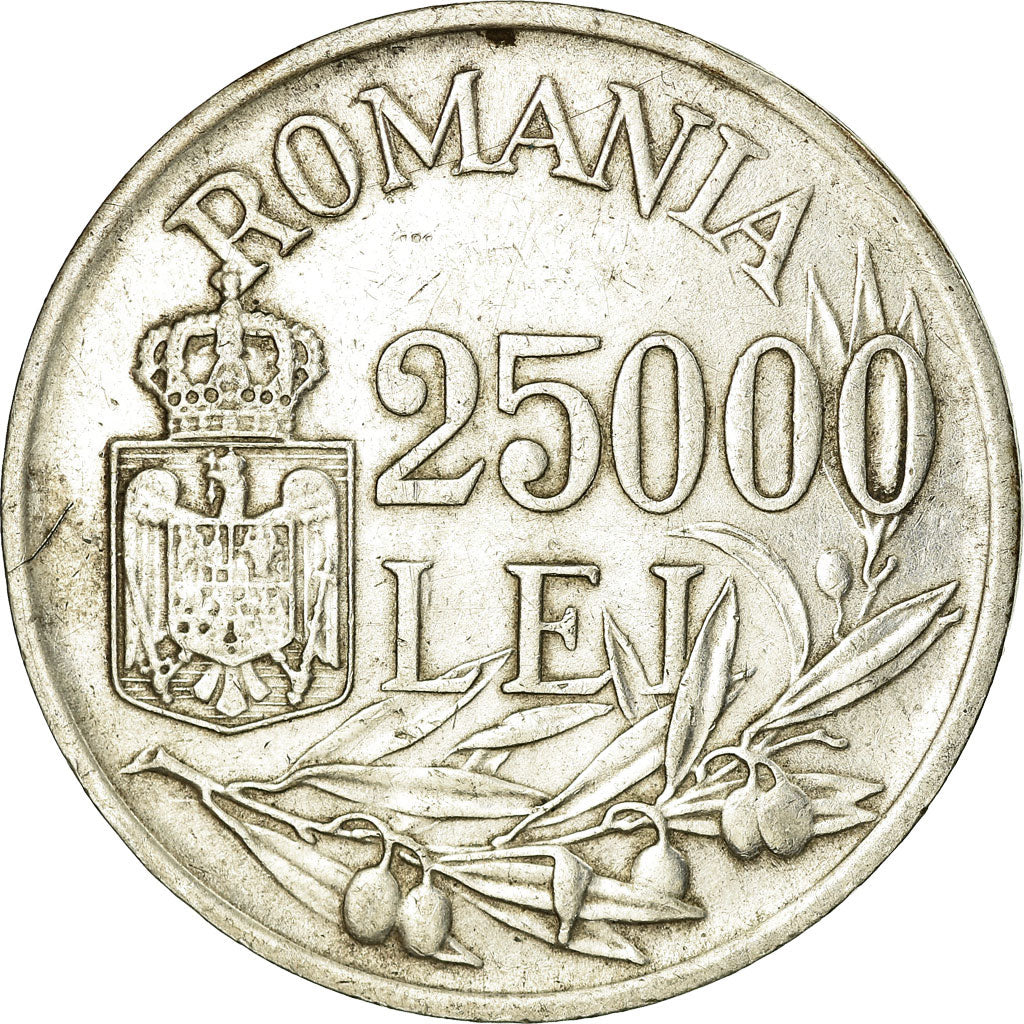 Coin, Romania, Mihai I, 25000 Lei, 1946, VF(30-35), Silver, KM:70