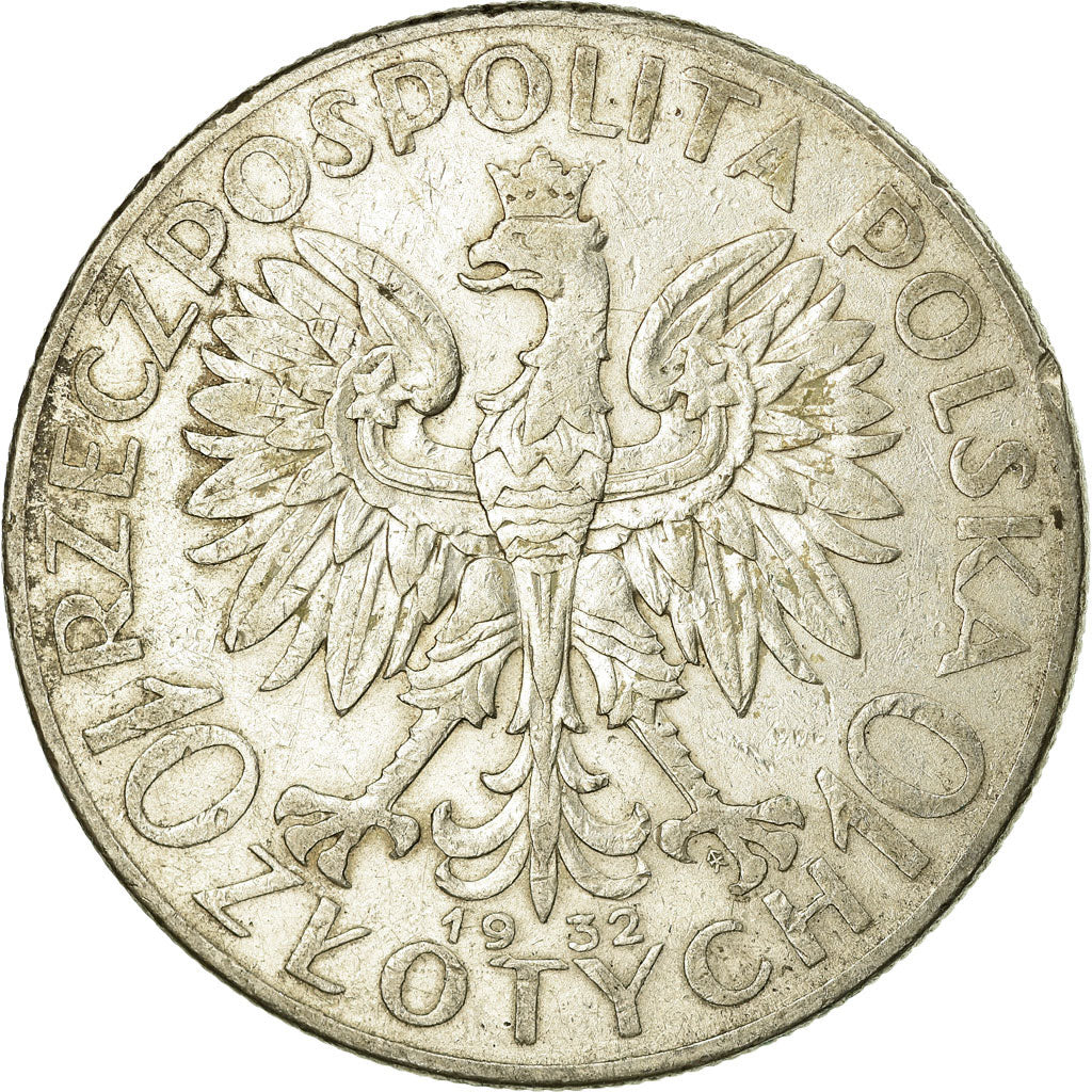 Coin, Poland, 10 Zlotych, 1932, Warsaw, EF(40-45), Silver, KM:22