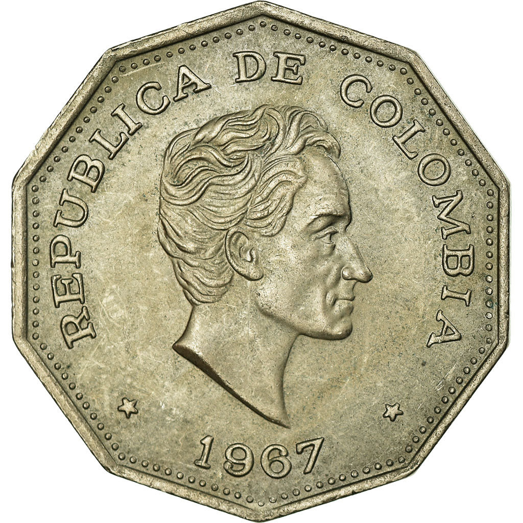 Coin, Colombia, Peso, 1967, EF(40-45), Copper-nickel, KM:229