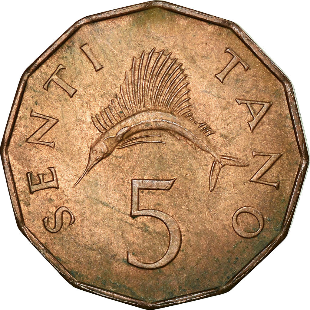 Moneda, Tanzania, 5 Senti, 1966, MBC, Bronce, KM:1