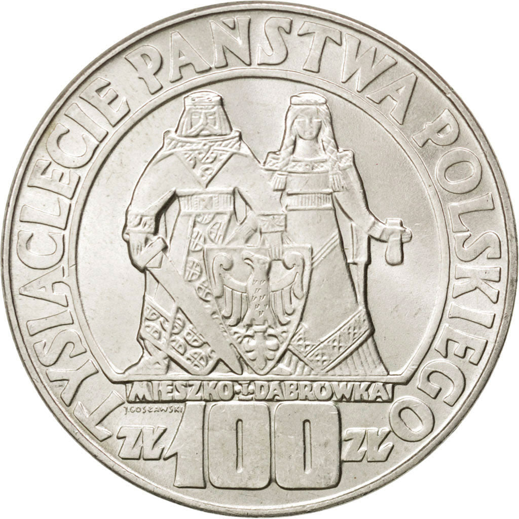 POLAND, 100 Zlotych, 1966, Warsaw, KM #57, MS(63), Silver, 35, 20.08