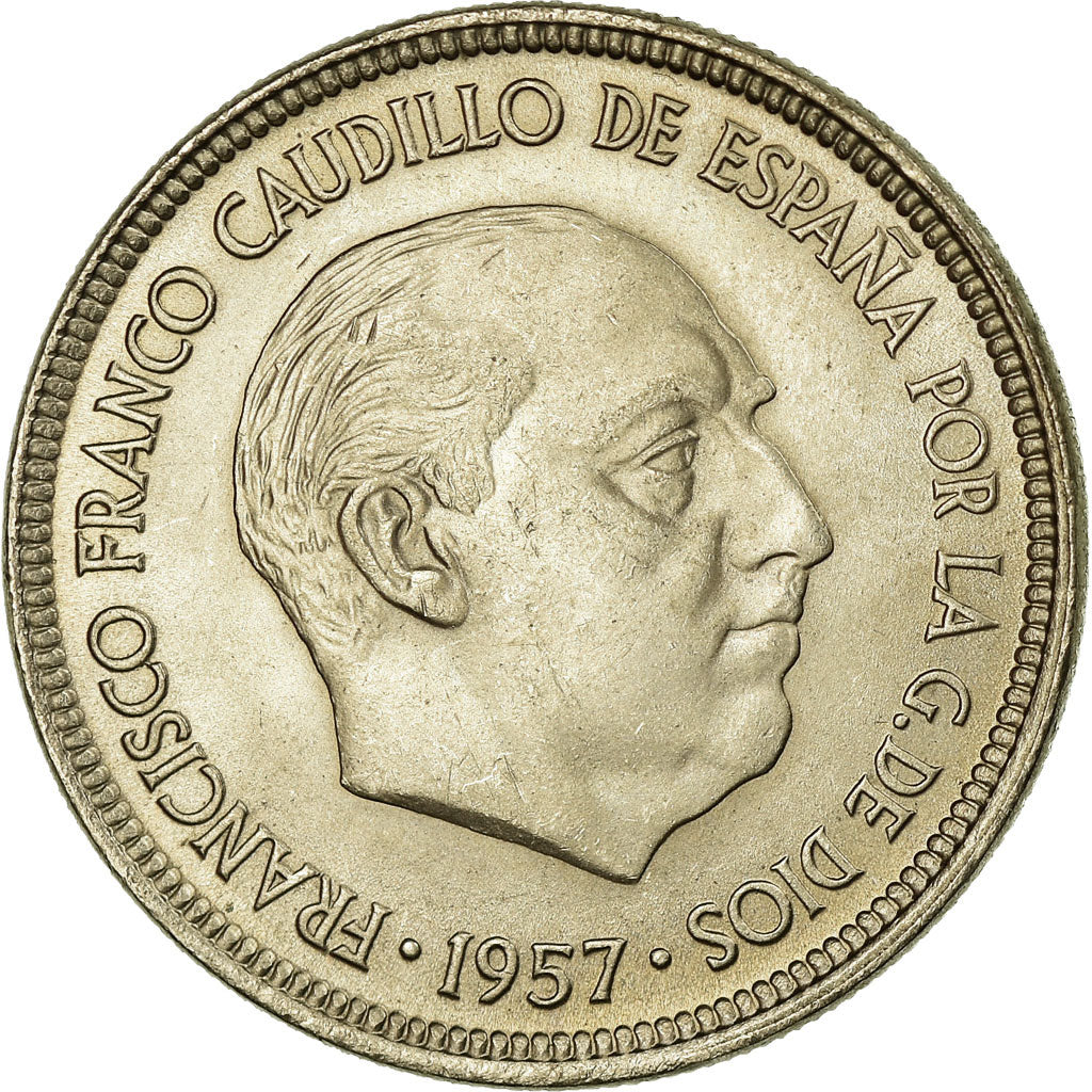 Coin, Spain, Caudillo and regent, 5 Pesetas, 1968, AU(55-58), Copper-nickel