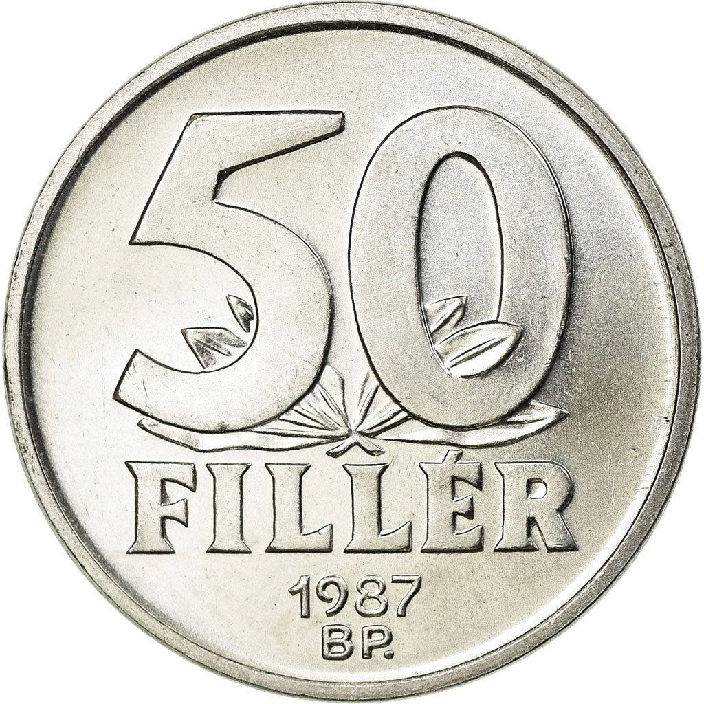 Coin, Hungary, 50 Fillér, 1987, Budapest, MS(63), Aluminum, KM:574