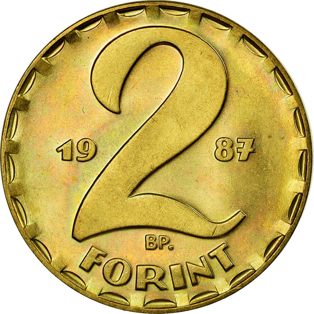 Coin, Hungary, 2 Forint, 1987, MS(63), Brass, KM:591