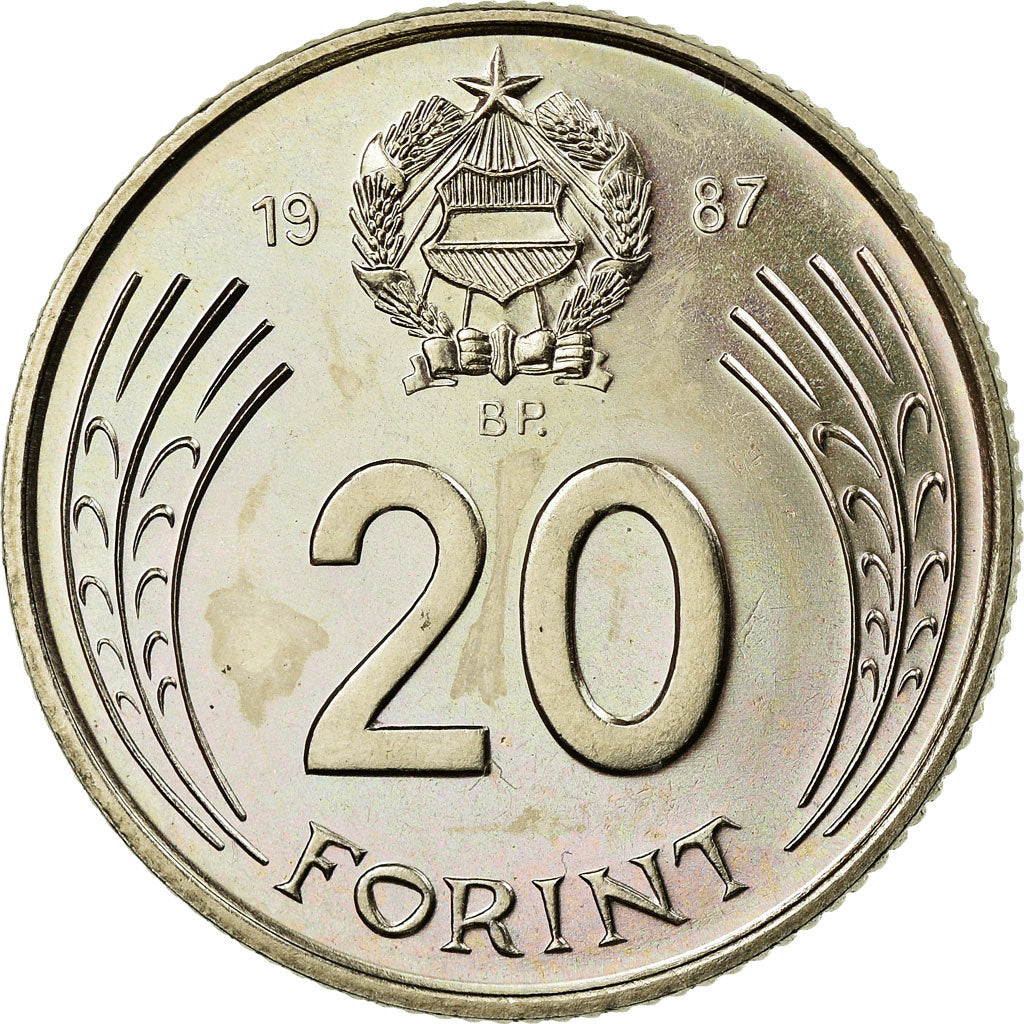 Coin, Hungary, 20 Forint, 1987, EF(40-45), Copper-nickel, KM:630