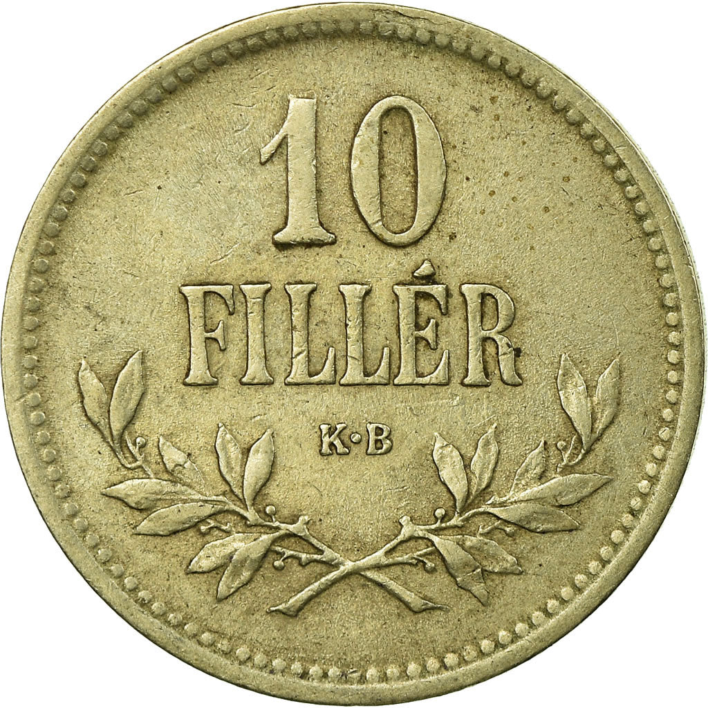 Moneta, Ungheria, Franz Joseph I, 10 Filler, 1915, BB, Rame-nichel-zinco, KM:494
