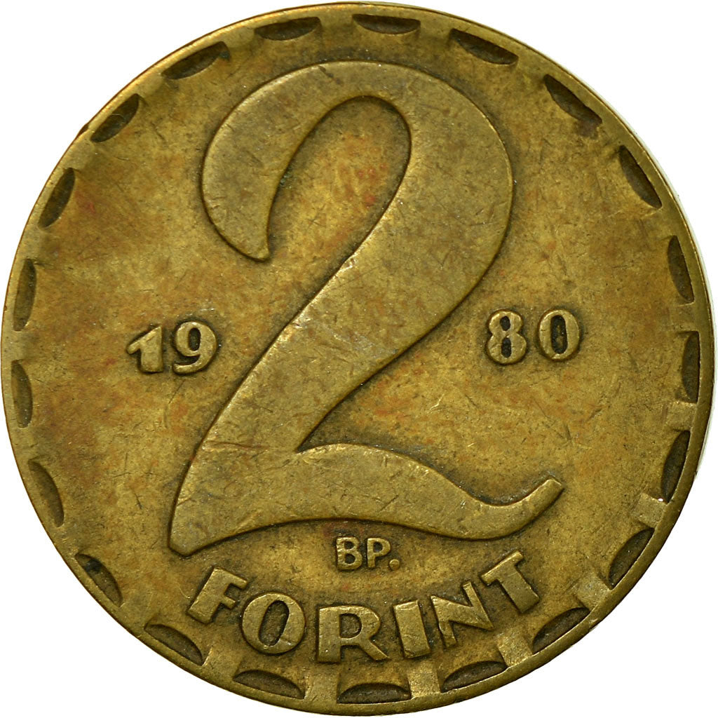 Moeda, Hungria, 2 Forint, 1980, EF(40-45), Latão, KM:591