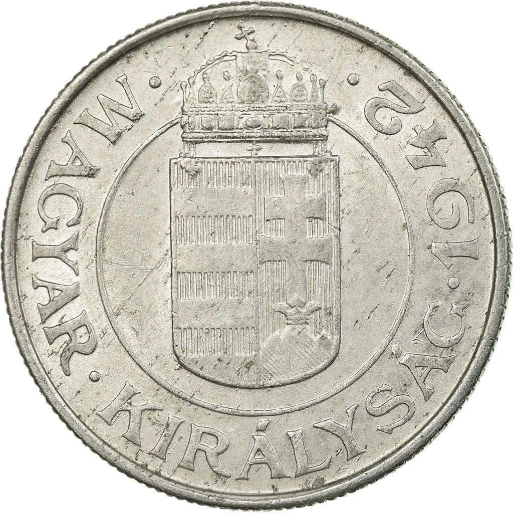 Coin, Hungary, 2 Pengö, 1942, EF(40-45), Aluminum, KM:522.1