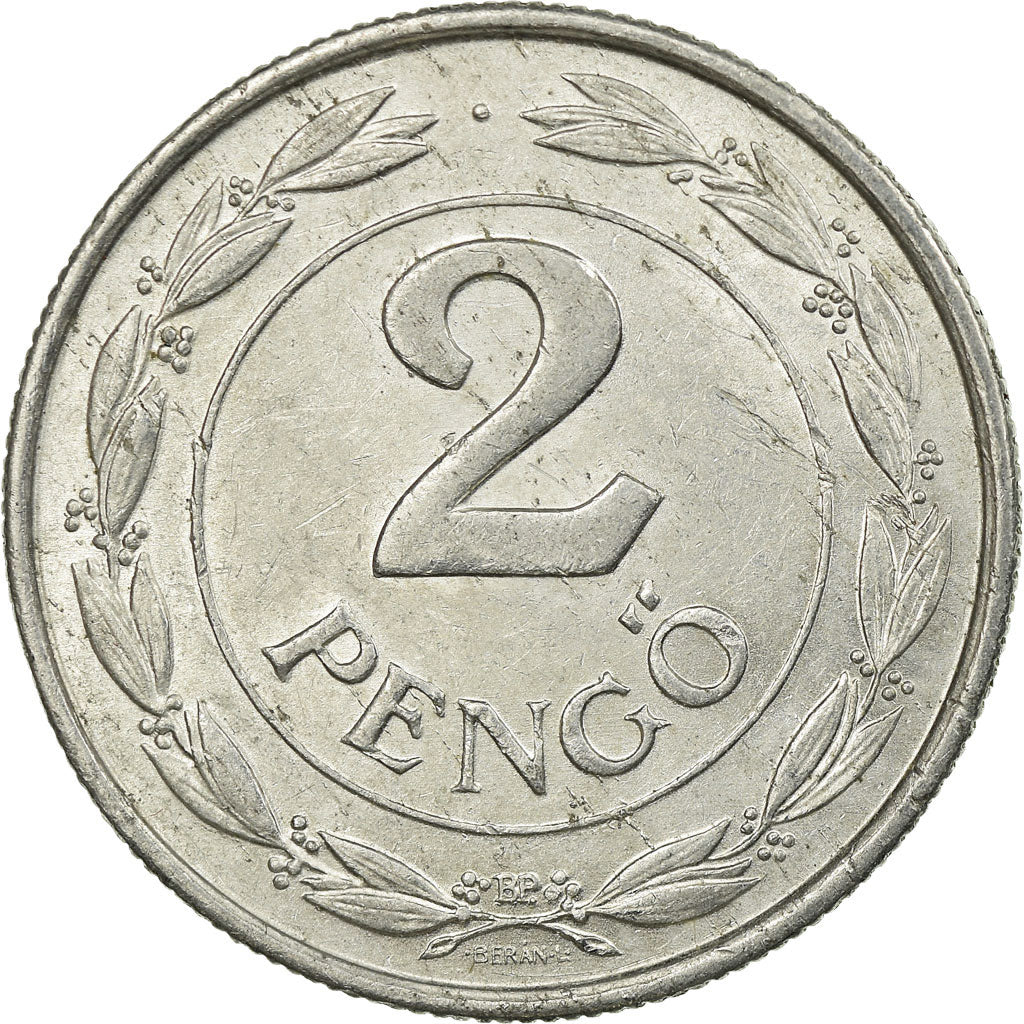 Coin, Hungary, 2 Pengö, 1942, EF(40-45), Aluminum, KM:522.1