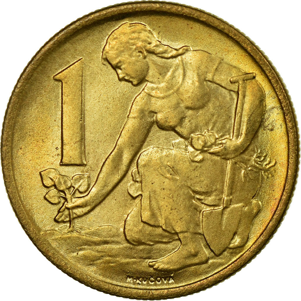 Coin, Czechoslovakia, Koruna, 1964, AU(55-58), Aluminum-Bronze, KM:50