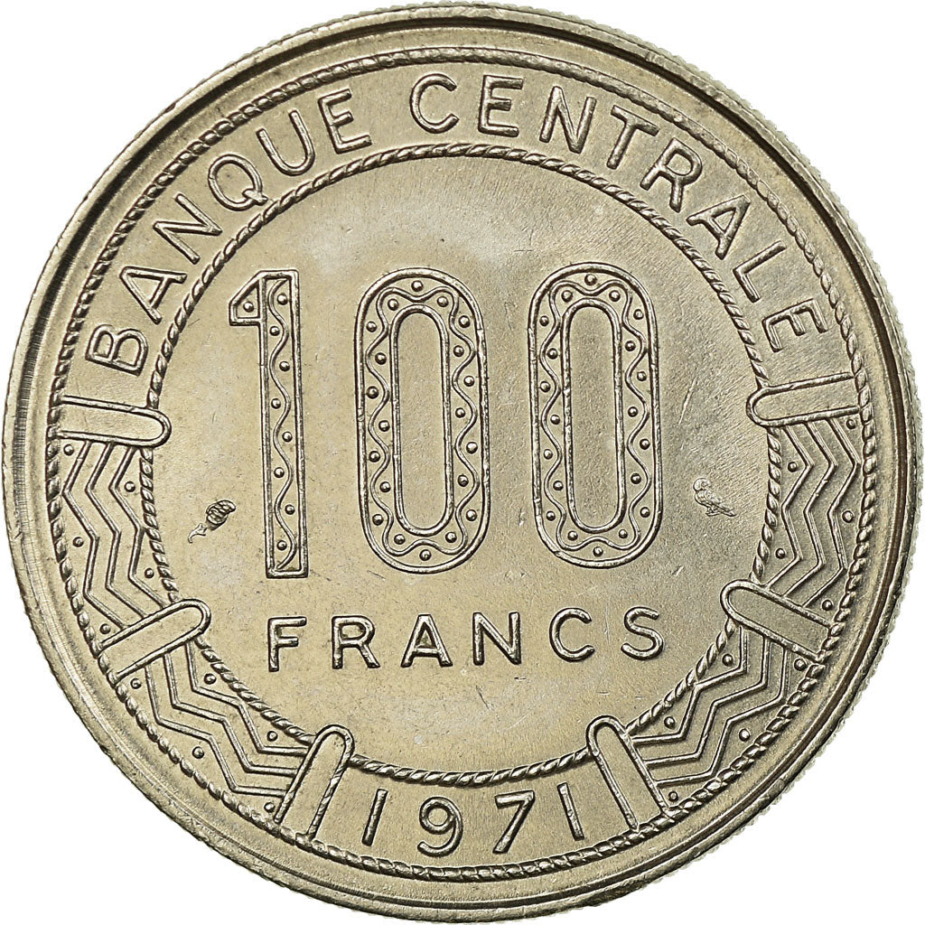 Coin, Gabon, 100 Francs, 1971, Paris, AU(55-58), Nickel, KM:12