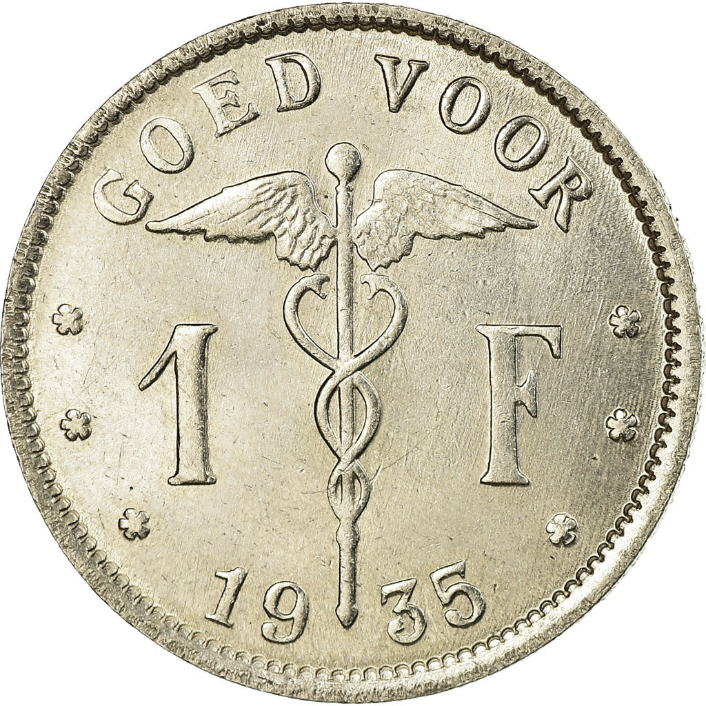 Coin, Belgium, Franc, 1935, AU(55-58), Nickel, KM:90