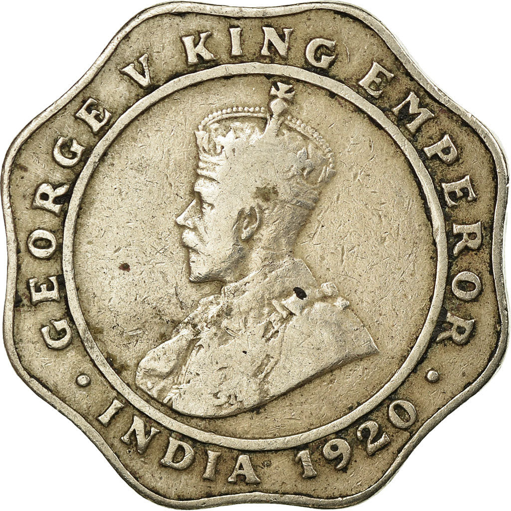 Coin, INDIA-BRITISH, George V, 4 Annas, 1920, VF(30-35), Copper-nickel, KM:519