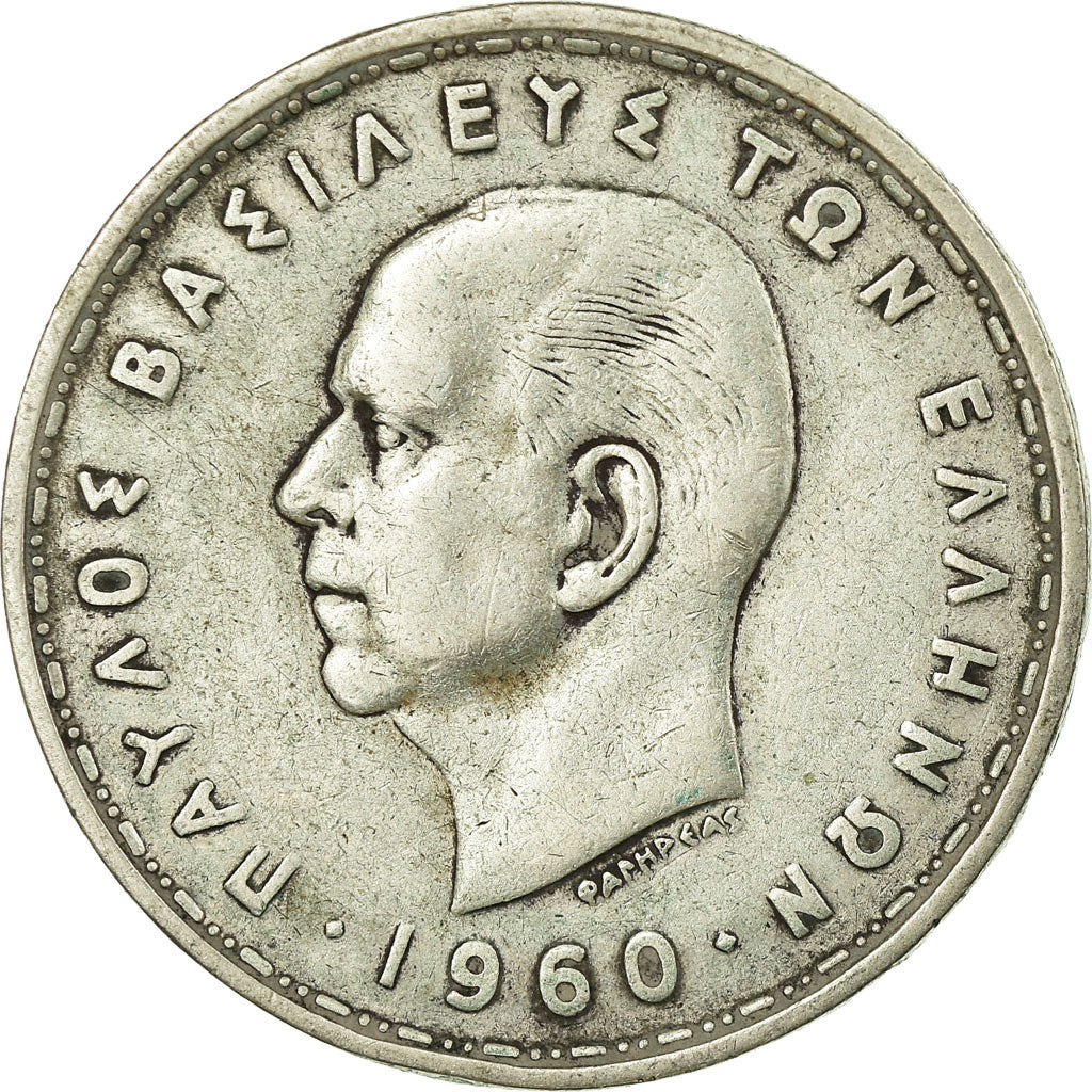 Coin, Greece, Paul I, 20 Drachmai, 1960, EF(40-45), Silver, KM:85