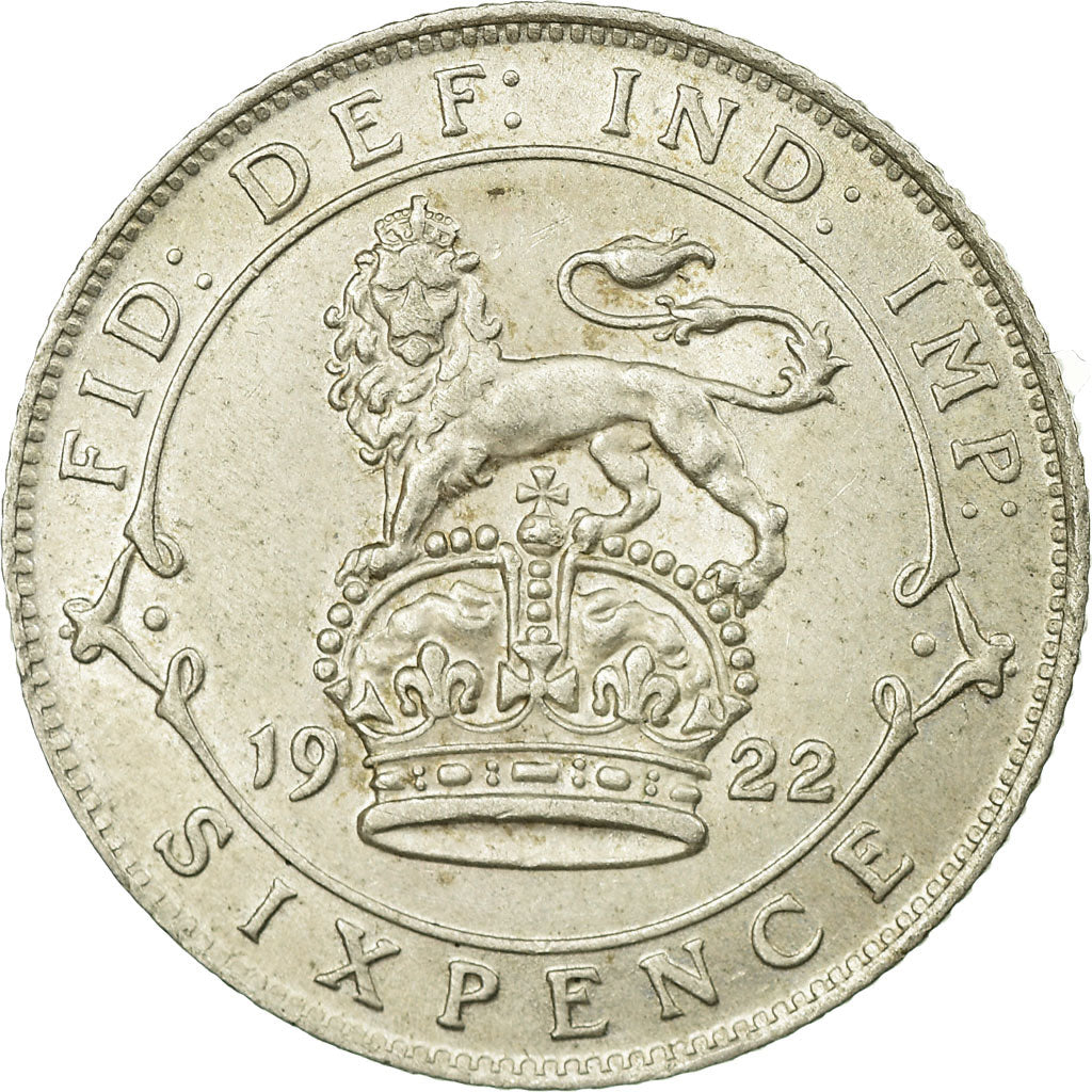 Münze, Großbritannien, George V, 6 Pence, 1922, SS+, Silber, KM:815a.1