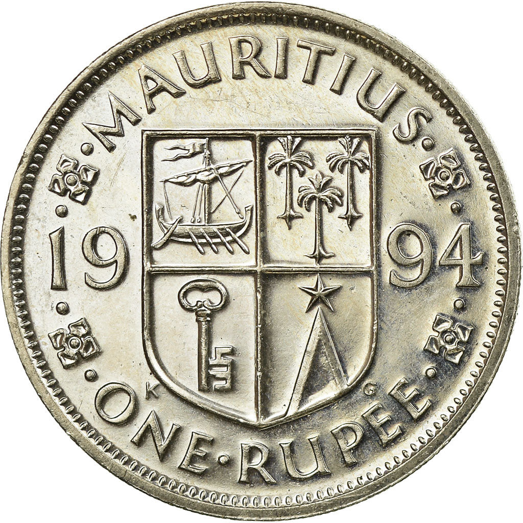 Coin, Mauritius, Rupee, 1994, AU(55-58), Copper-nickel, KM:55
