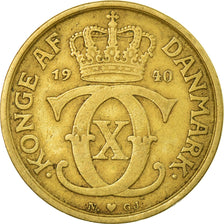 Coin, Denmark, Christian X, Krone, 1940, Copenhagen, EF(40-45), Aluminum-Bronze