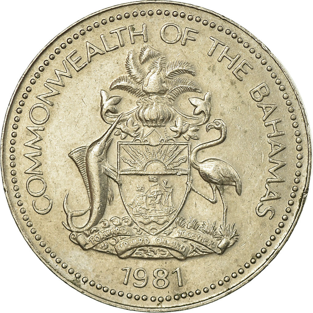 Coin, Bahamas, Elizabeth II, 5 Cents, 1981, Franklin Mint, EF(40-45)