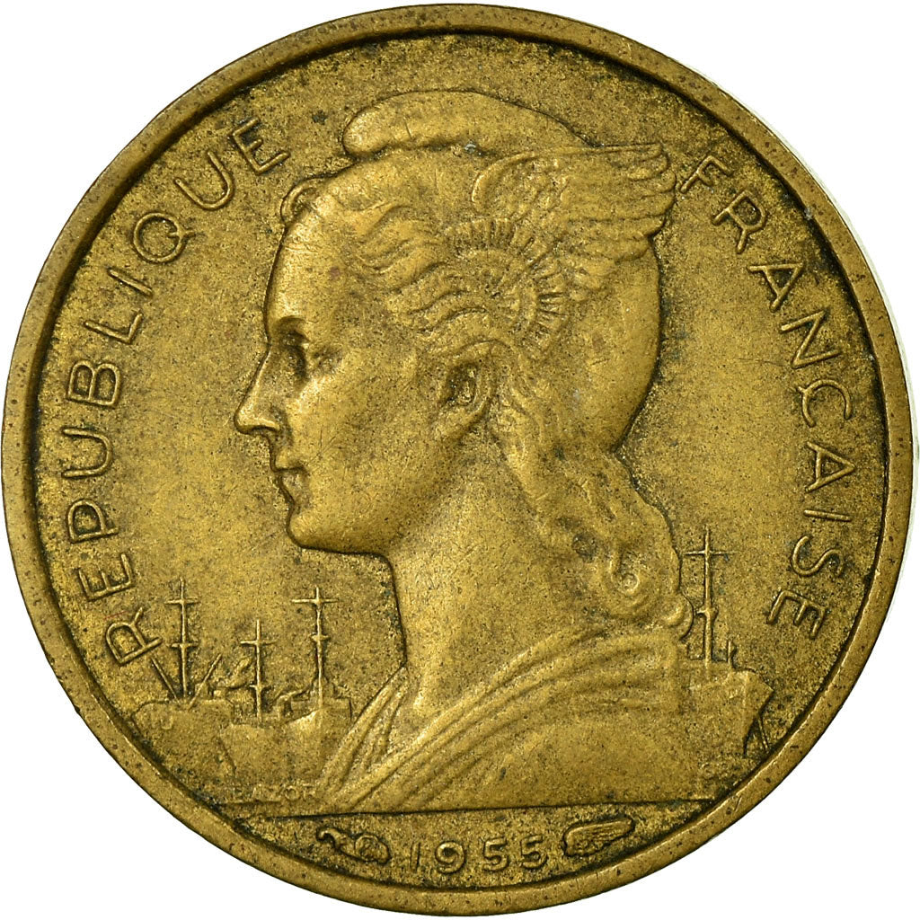 Monnaie, Réunion, 10 Francs, 1955, TTB, Aluminum-Bronze, KM:10