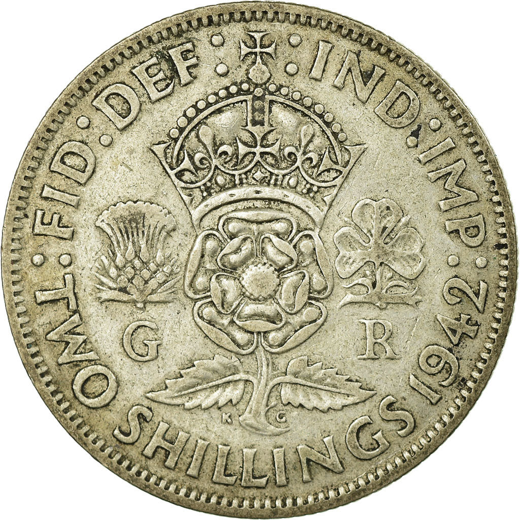 Coin, Great Britain, George VI, Florin, Two Shillings, 1942, VF(30-35), Silver