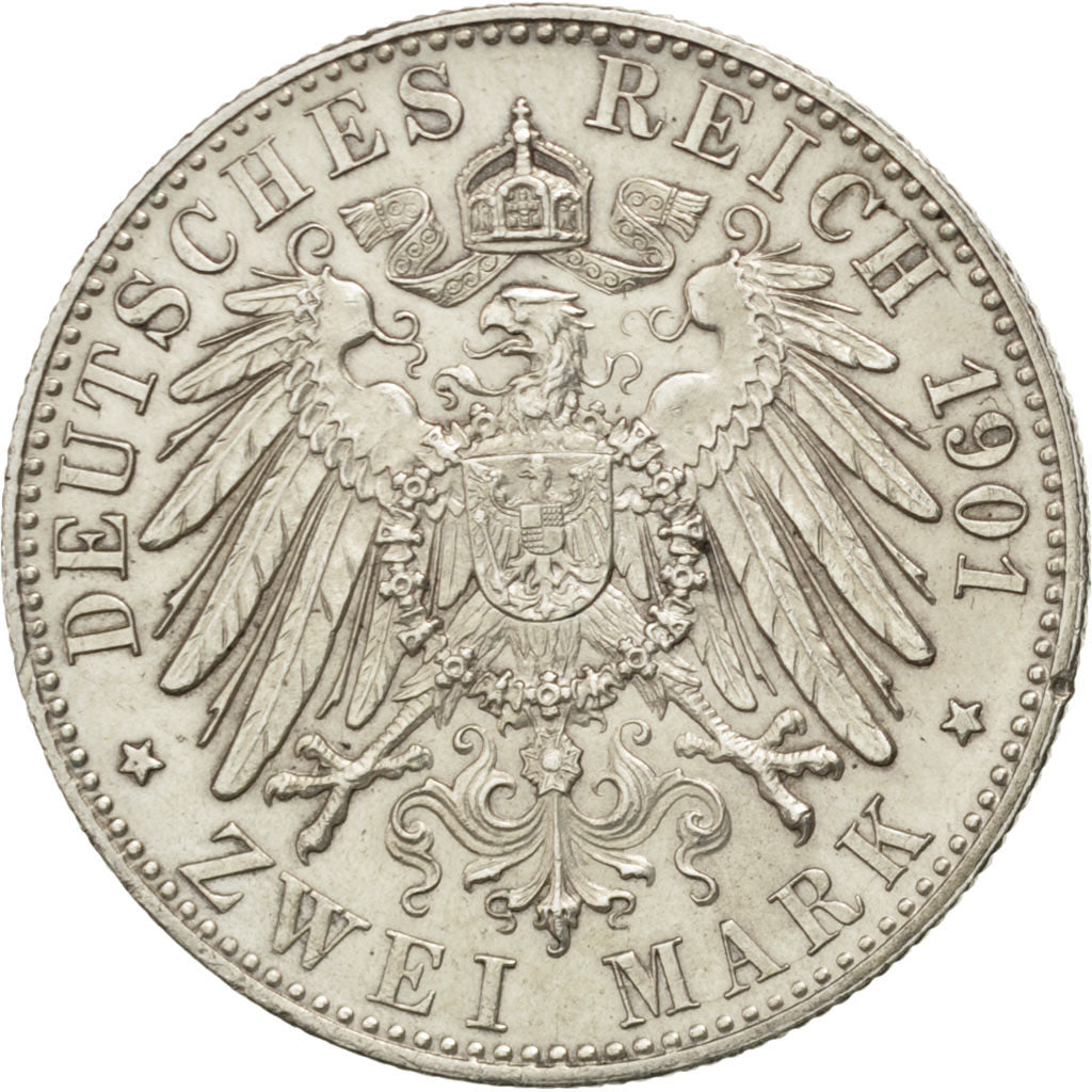 German States, 2 Mark, 1901, Berlin, KM #525, AU(55-58), Silver, 28, 11.08
