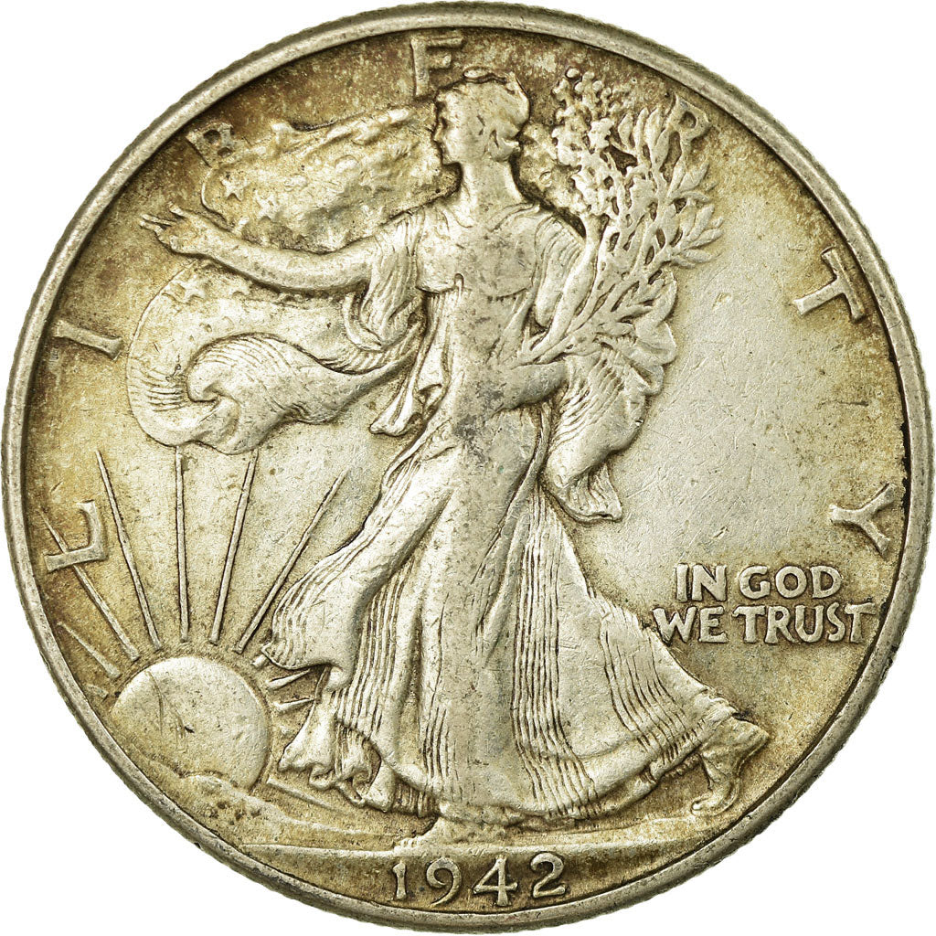 Coin, United States, Walking Liberty Half Dollar, Half Dollar, 1942, U.S. Mint