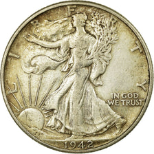 Coin, United States, Walking Liberty Half Dollar, Half Dollar, 1942, U.S. Mint