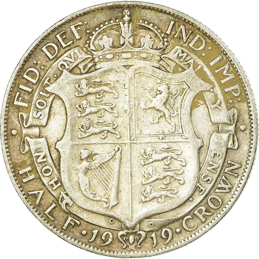Coin, Great Britain, George V, 1/2 Crown, 1919, VF(20-25), Silver, KM:818.1