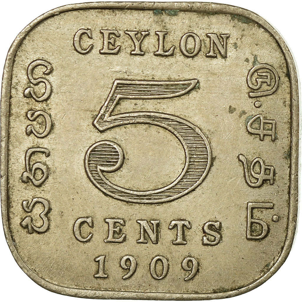 Coin, Ceylon, Edward VII, 5 Cents, 1909, EF(40-45), Copper-nickel, KM:103