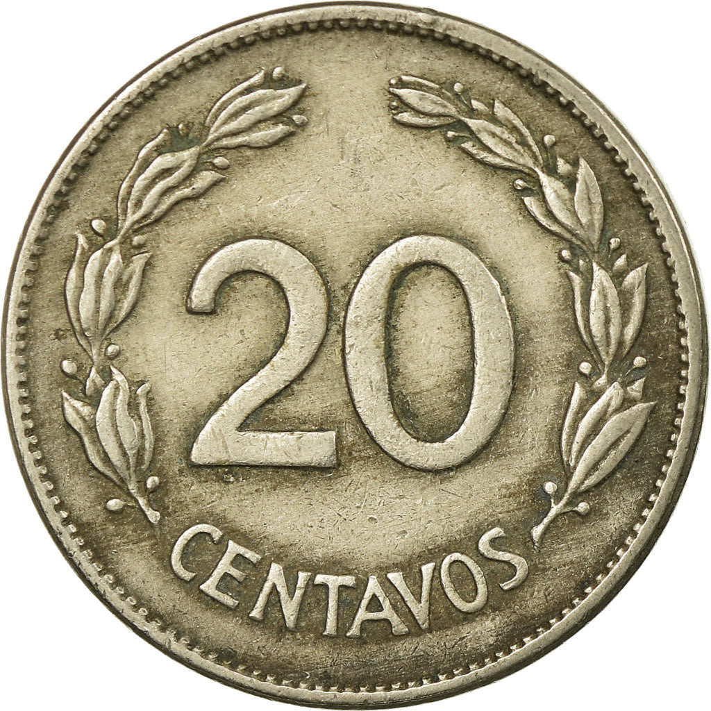 Moneta, Ecuador, 20 Centavos, 1946, BB, Rame-nichel, KM:77.1b
