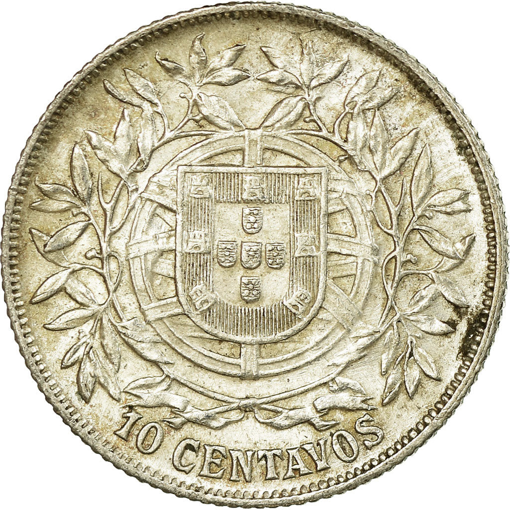 Coin, Portugal, 10 Centavos, 1915, EF(40-45), Silver, KM:563