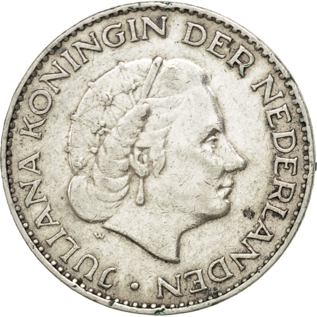 NETHERLANDS, Gulden, 1957, KM #184, EF(40-45), Silver, 25, 6.44