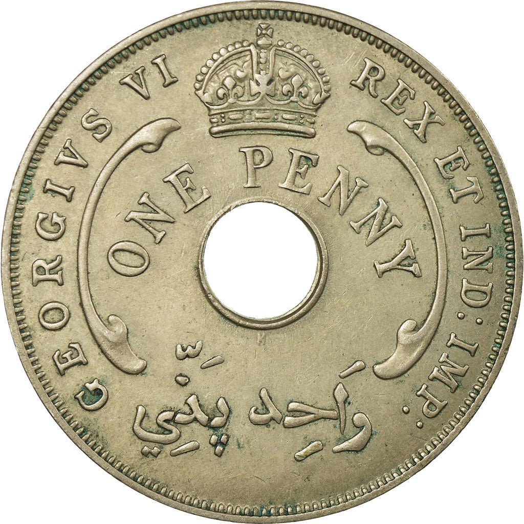Coin, BRITISH WEST AFRICA, George VI, Penny, 1937, EF(40-45), Copper-nickel