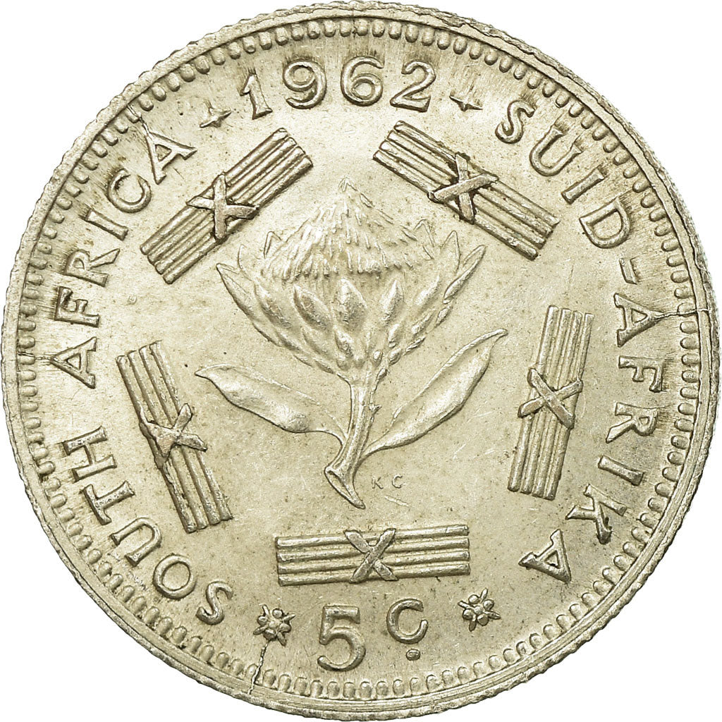 Coin, South Africa, 5 Cents, 1962, EF(40-45), Silver, KM:59