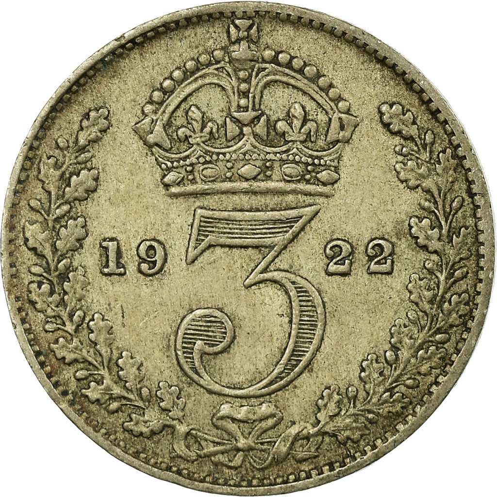 Coin, Great Britain, George V, 3 Pence, 1922, VF(30-35), Silver, KM:813a