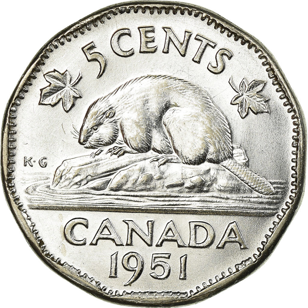 Coin, Canada, George VI, 5 Cents, 1951, Royal Canadian Mint, Ottawa, EF(40-45)