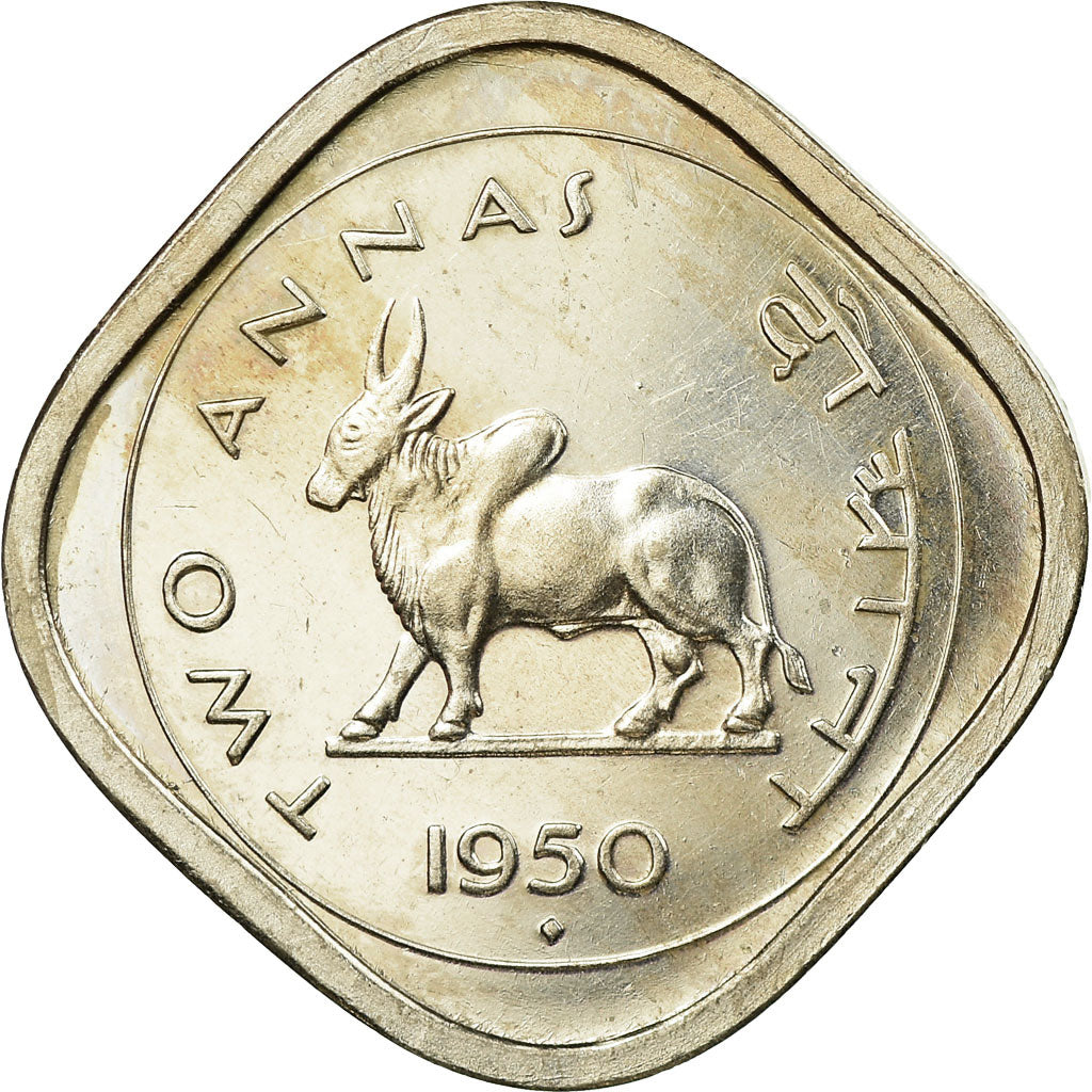 Coin, INDIA-REPUBLIC, 2 Annas, 1950, Mumbai, Bombay, EF(40-45), Copper-nickel