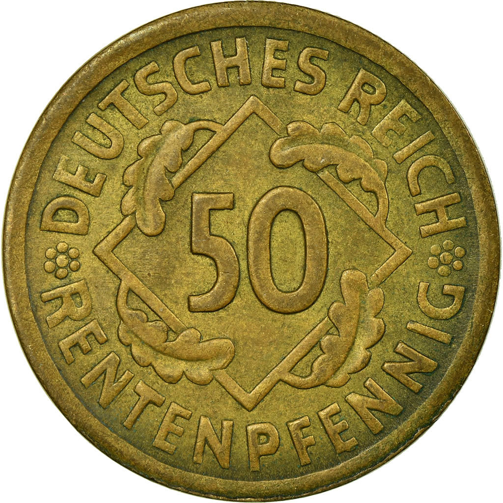 Coin, GERMANY, WEIMAR REPUBLIC, 50 Rentenpfennig, 1924, Berlin, EF(40-45)