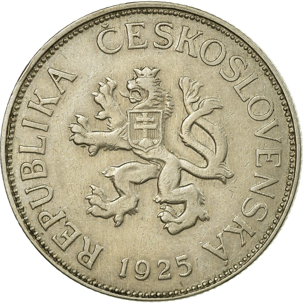 Coin, Czechoslovakia, 5 Korun, 1925, EF(40-45), Copper-nickel, KM:10