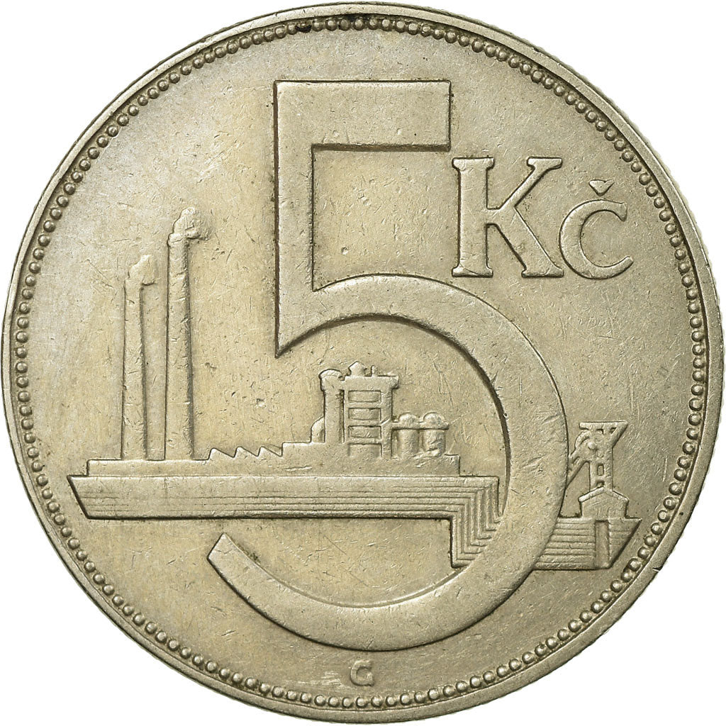 Coin, Czechoslovakia, 5 Korun, 1925, EF(40-45), Copper-nickel, KM:10