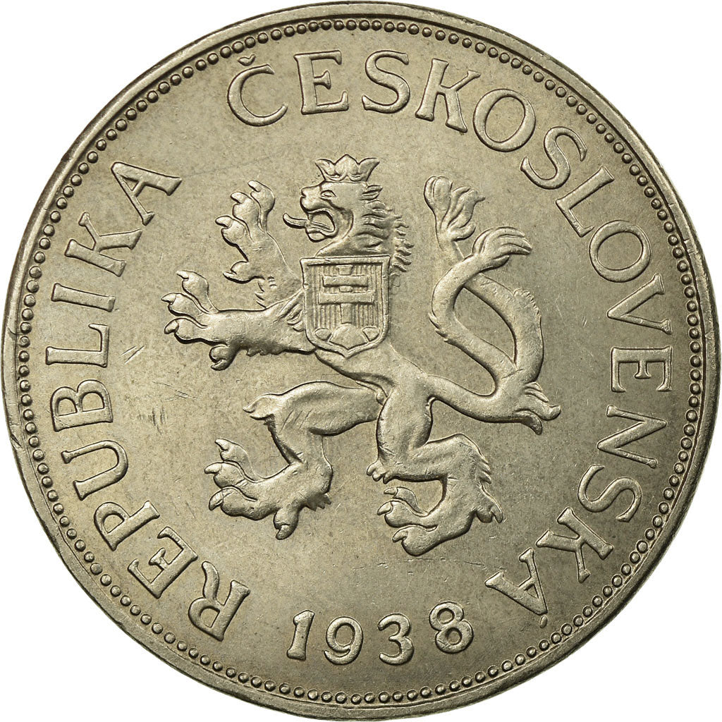 Coin, Czechoslovakia, 5 Korun, 1938, AU(55-58), Nickel, KM:11a