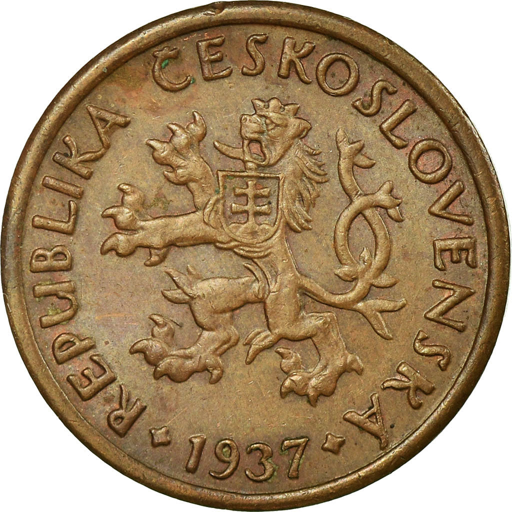 Moneta, Cecoslovacchia, 10 Haleru, 1937, BB, Bronzo, KM:3