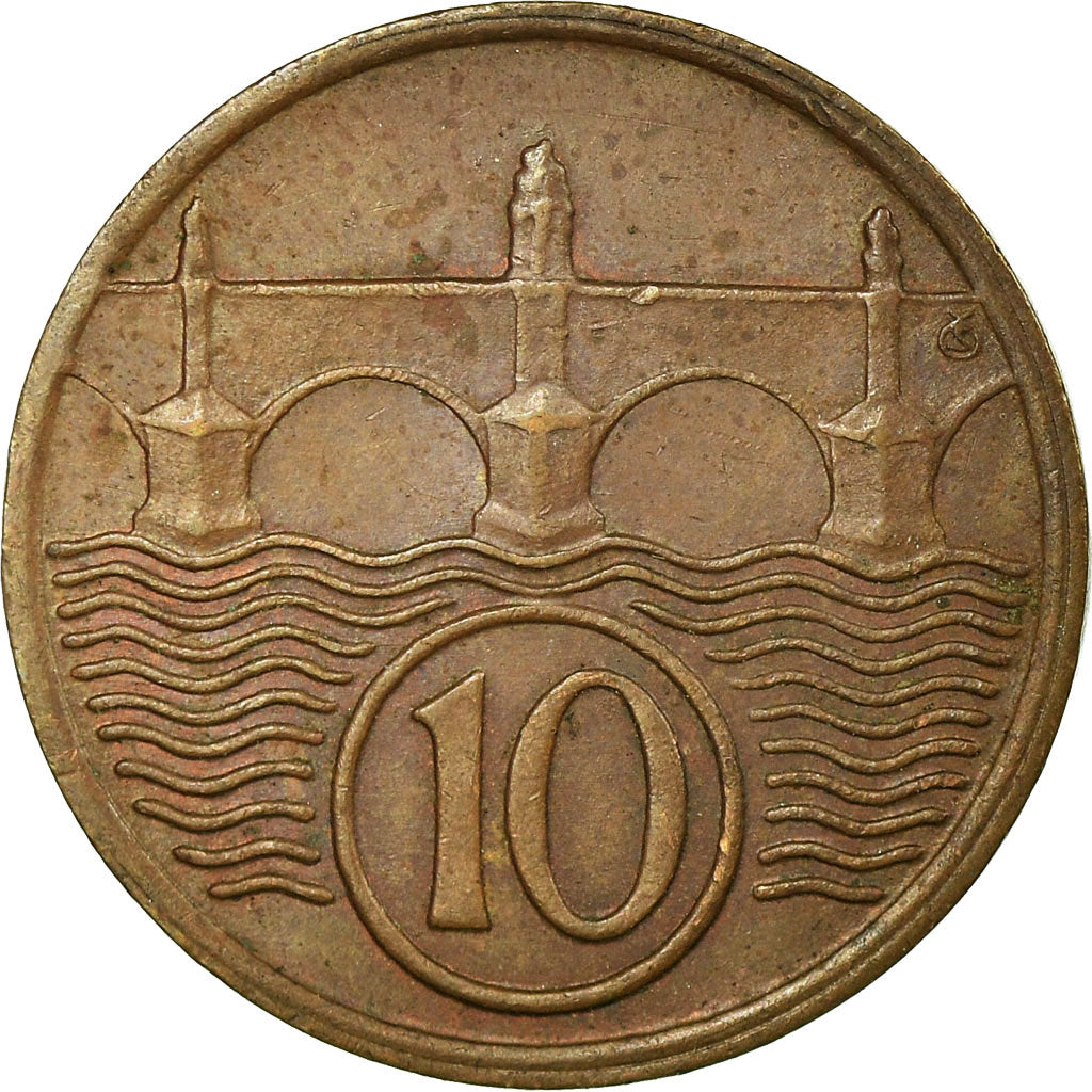 Moneta, Cecoslovacchia, 10 Haleru, 1937, BB, Bronzo, KM:3