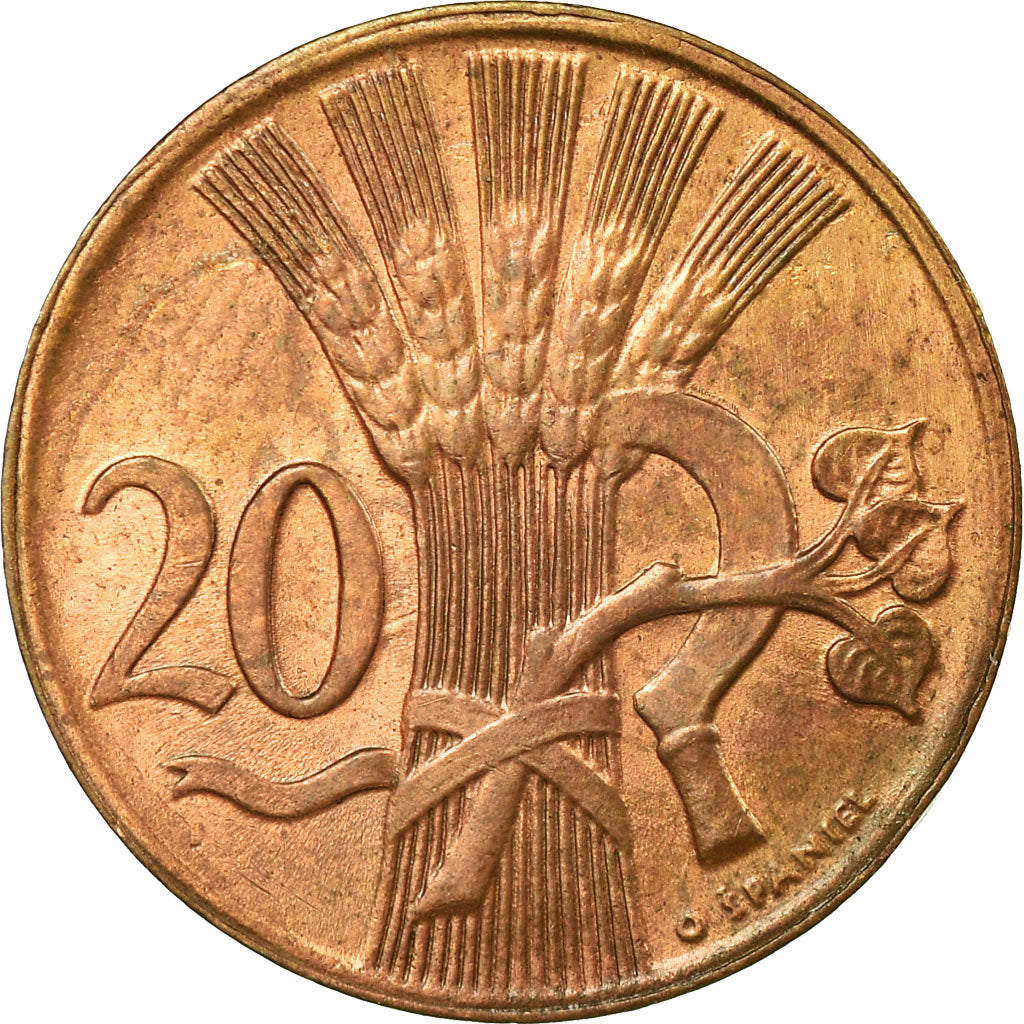 Münze, Tschechoslowakei, 20 Haleru, 1948, SS, Bronze, KM:20